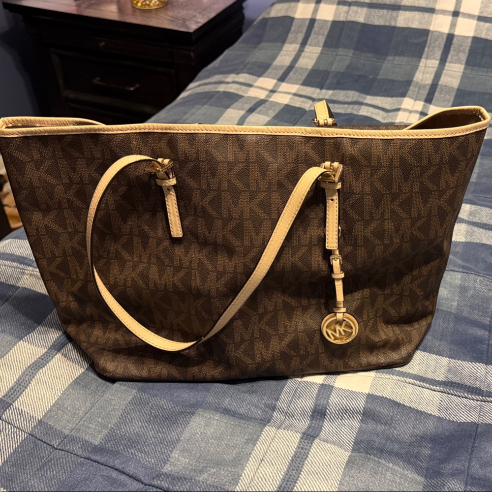 Michael Kors Tan and Brown Signature Tote